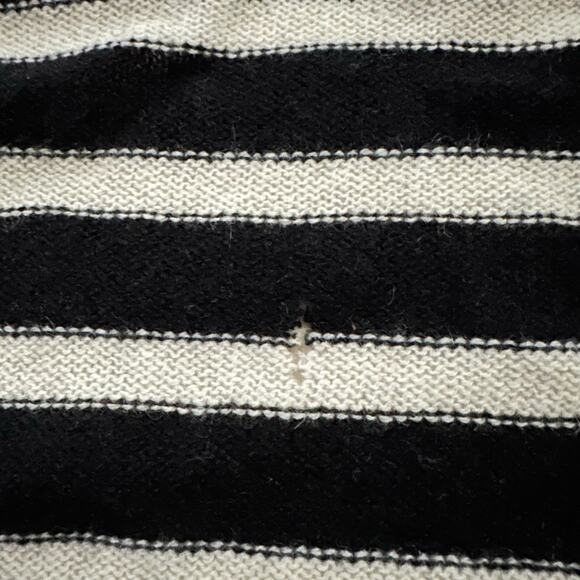 Claudia Nichole Cashmere S Cardigan Sweater Open Front Striped Black White Work - Picture 6 of 15